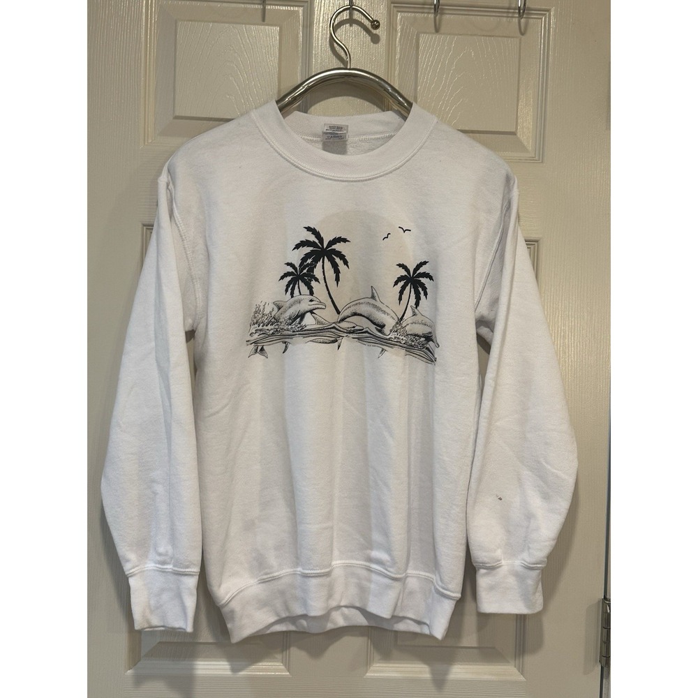 Gildan Dolphins & Palm‎ trees Long Sleeve Size Small